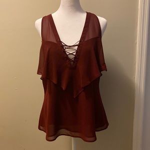 Maroon ruffle tank